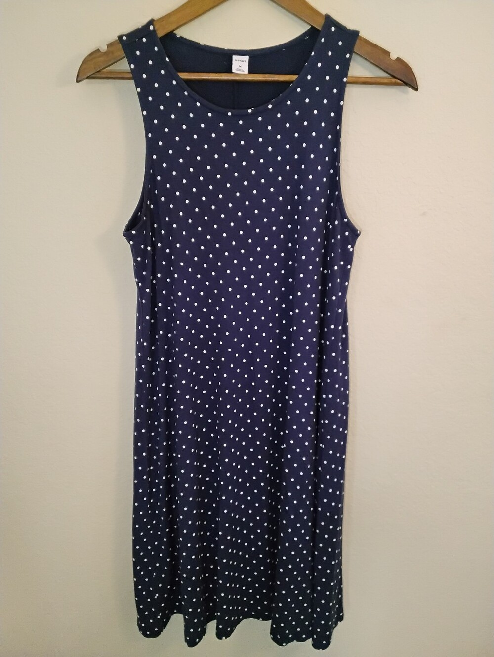 Old Navy Polka Dot Swing Dress Womens Medium Navy Blue White Summer‎ Casual
